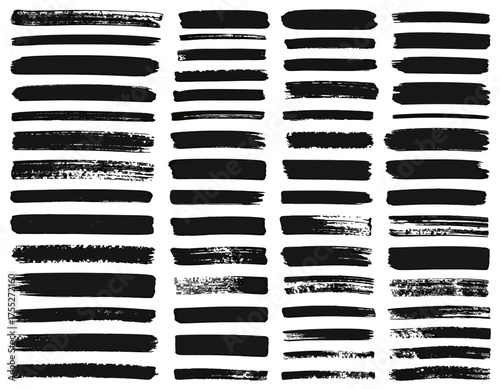 Wallpaper Mural Collection of black brush strokes of various sizes, widths, and textures, on a white background Torontodigital.ca