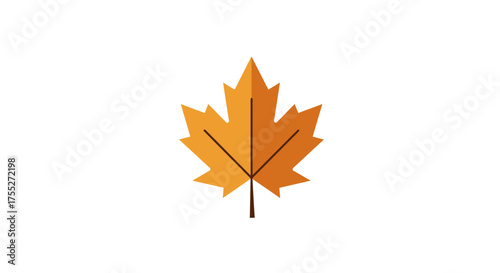 A simple, flat design illustration of a single orange maple leaf, symbolizing autumn and nature.