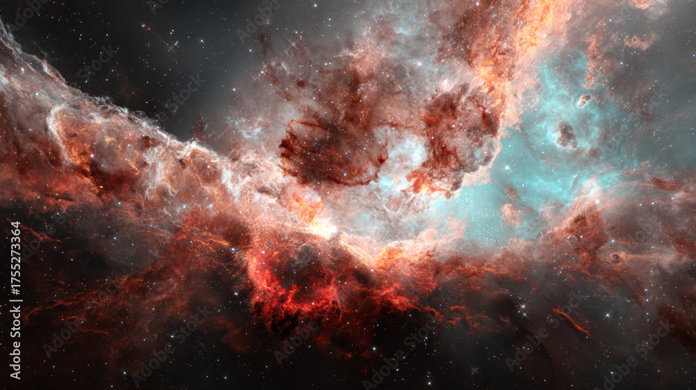 Obraz premium Awe inspiring view of colorful nebula in cosmos. galaxy with star formation creating beautiful, abstract chaos in deep space