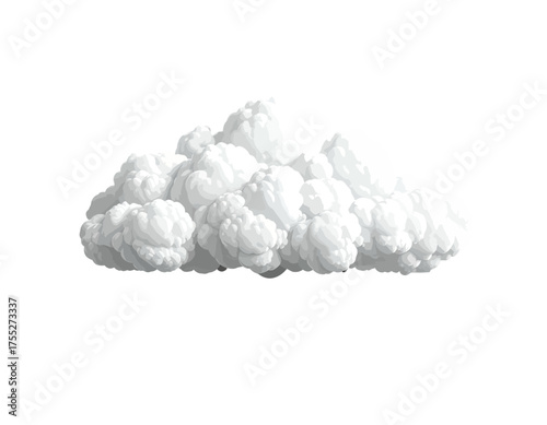 A detailed illustration of a fluffy, white cloud, isolated on a clean white background