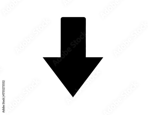 Simple black arrow pointing downwards against a clean white background, minimalistic icon