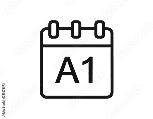 Simple black outline illustration of a calendar page with 