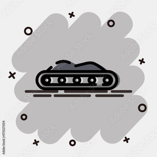 Icon conveyor belt. Gold mining elements. Icon in comic style.