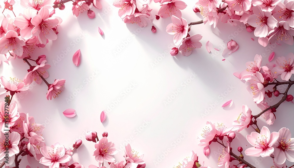 Fototapeta premium 中央がコピースペースの桜のフレーム AI生成素材