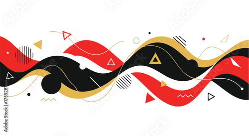 Black Friday Abstract Vector Background, Modern Red Black Gold Geometric Wave Design for Sale Banner and Promotion Illustration