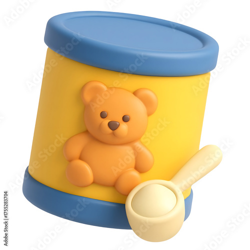 Baby Formula Can 3D Icon Isolated on White Background