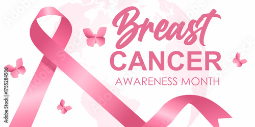 Breast cancer awareness month with ribbon, breast cancer awareness month illustration,
