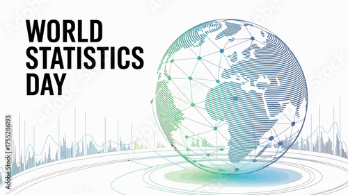 World Statistics Day with Global Network and Data Visualization Design