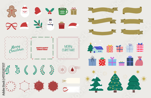 シンプルかわいいクリスマスのあしらい素材セット
