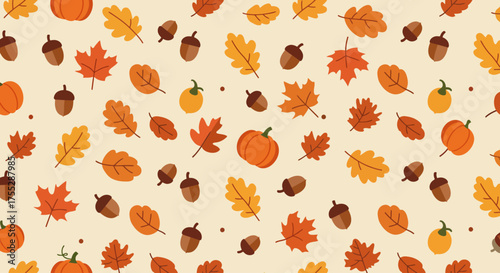 Thanksgiving Fall Leaves Seamless Pattern Background