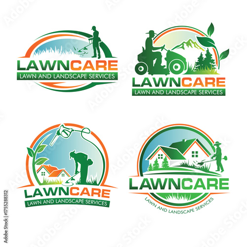 Land Care tools logo. Lawn mower logo template.