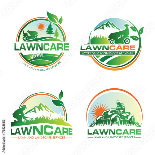 Land Care tools logo. Lawn mower logo template.