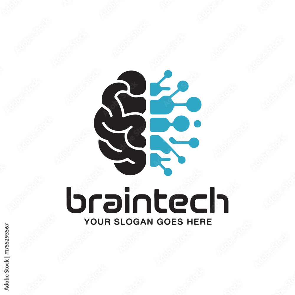 Obraz premium Modern Brain Tech Logo Design, Artificial Intelligence and Innovation Symbol, Neural Network Concept for Technology and Digital Brand
