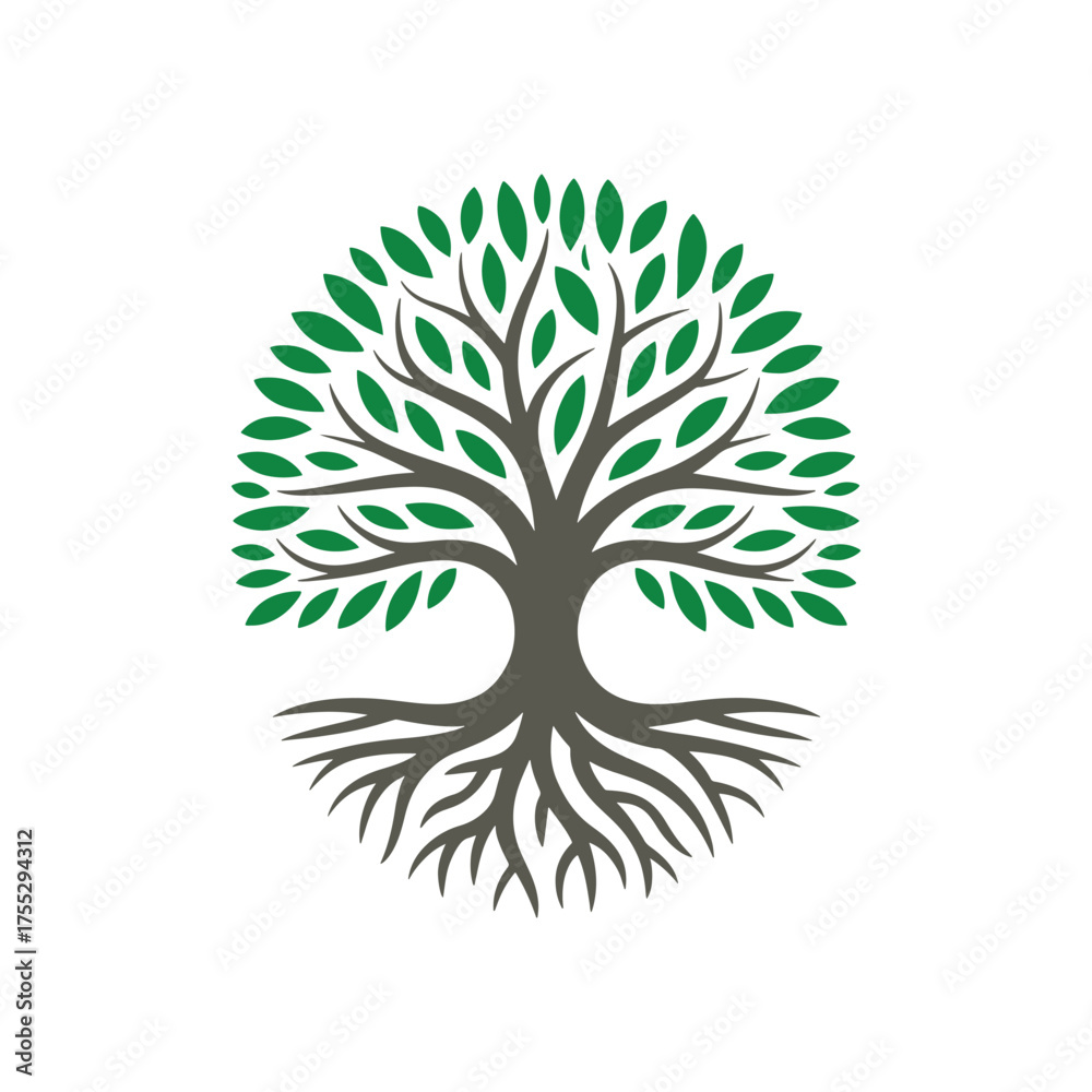 Fototapeta premium Modern Tree Logo Design, Nature and Eco Friendly Symbol, Green Environment Branding for Organic and Sustainable Business
