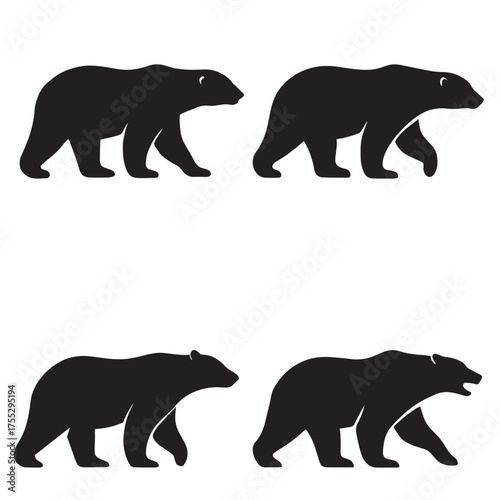 Polar bear silhouette vector flat illustration design. 