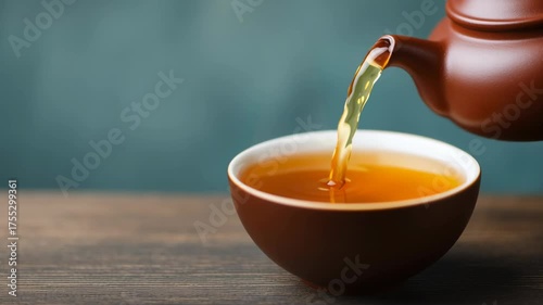 Heritage tea practice, pouring tea into a traditional bowl.