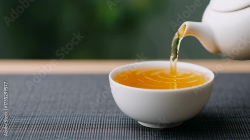 Heritage tea practice, pouring tea into a traditional cup.
