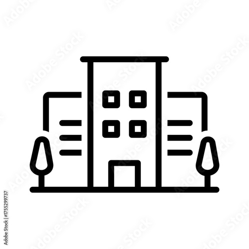 Vector black line icon for Office building