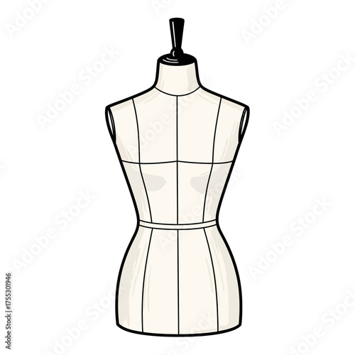 Vector art of tailors dummy or dress form, a mannequin used for fitting clothes