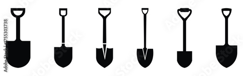 Black Shovel Vector – Gardening, Digging & Construction Tool Illustration”
