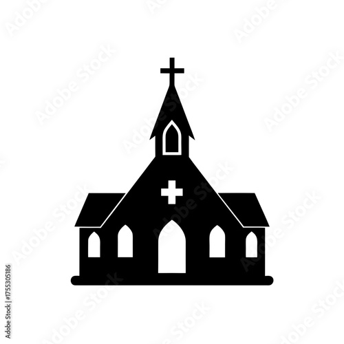 Silhouette of a church on transparent background