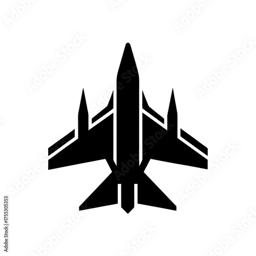 Silhouette of a fighter jet on transparent background