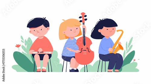 Children Playing Musical Instruments Together