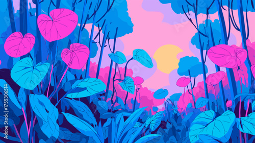 Futuristic Jungle with Neon Vines
