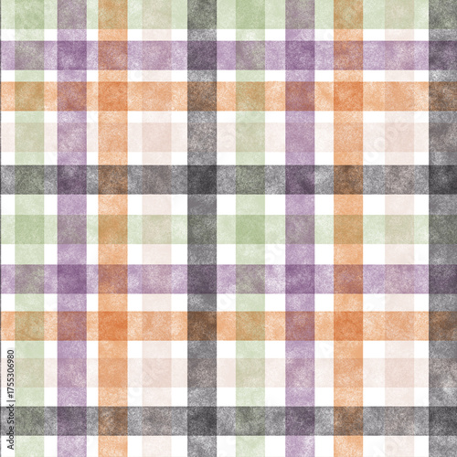 Wallpaper Mural watercolor Halloween strips check pattern, seamless pattern, purple, orange, black, green  Torontodigital.ca