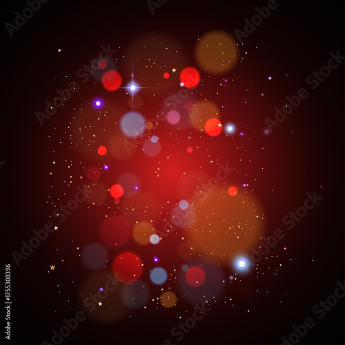 Elegant Red Bokeh Light and Sparkle Background, Elegant Glowing Celebration Festive Light Twinkle Background