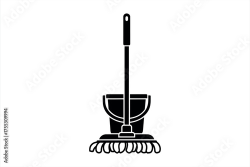 Mop and Bucket Cleaning Icon