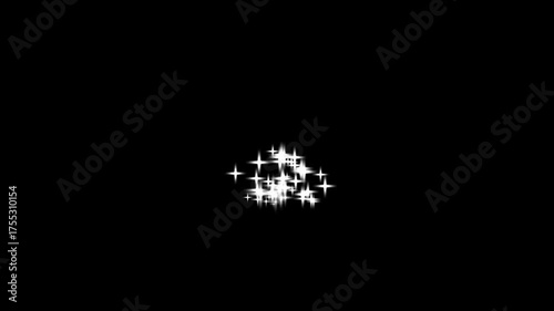 Glitter sparkle shining glowing twinkling stars animation with bright shimmer light trails, Motion Graphics in After Effect on Black Screen Background for sparkle star twinkle overlay animation, 4K.