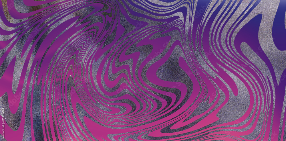 Obraz premium Abstract Liquid Marble Swirl Background: Vibrant Pink Purple Metallic Glitch Texture