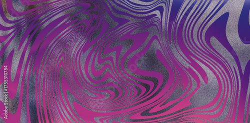 Abstract Liquid Marble Swirl Background: Vibrant Pink Purple Metallic Glitch Texture