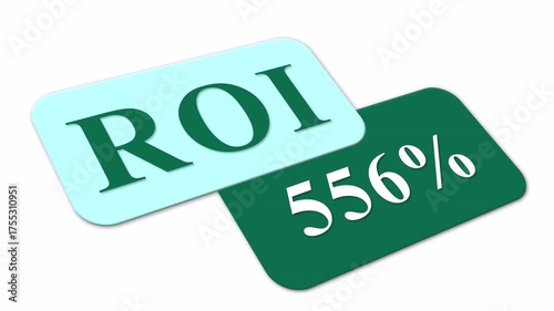 ROI or return on investment percentage, counting animated numbers on a digital screen.