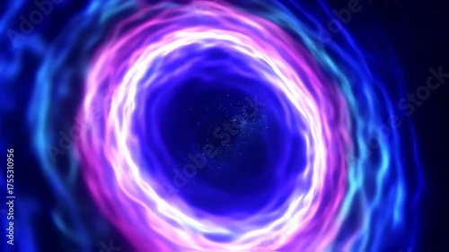 Mesmerizing Cosmic Vortex of Electric Blue and Violet Energy Swirling Through Deep Space