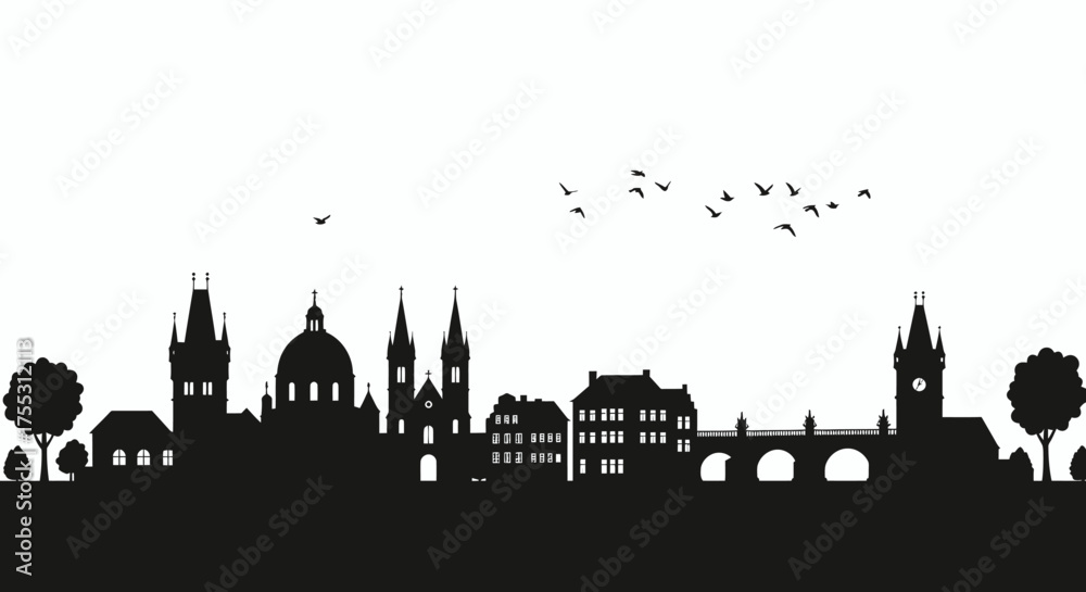 Fototapeta premium Detailed vector illustration of a stock exchange house silhouette with a modern design, perfect for financial services and investment-related projects, suitable for png use.