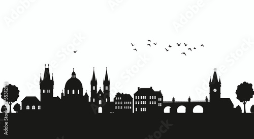 Detailed vector illustration of a stock exchange house silhouette with a modern design, perfect for financial services and investment-related projects, suitable for png use.