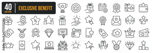 Exclusive Benefits, Employee Benefits thin line icons. Editable stroke. For website marketing design, logo, app, template, ui, etc. Vector illustration.