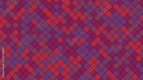 Abstract Geometric Background with Rhombus Shapes in Shades of Red and Purple