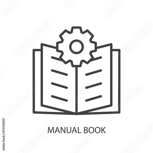 Manual book thin line vector icons.