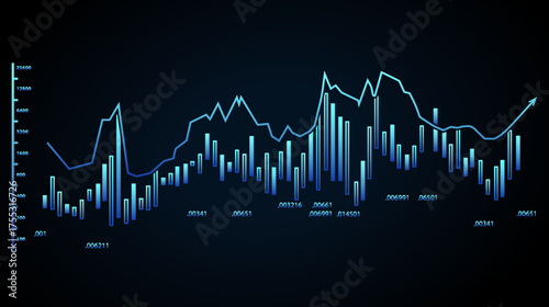 Electric Bull Run Stock Market Graph, Vibrant blue neon lines surge upward across a black void, symbolizing market optimism, digital wealth, and the unstoppable charge of the future economy.