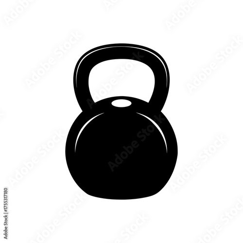 Isolated black kettlebell on transparent background silhouette