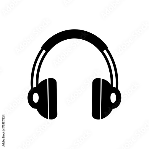 Headphones audio equipment on transparent background silhouette