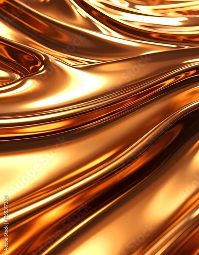 A close-up shot of shimmering gold liquid, capturing its rich, reflective surface with intricate light patterns dancing across the fluid's glossy texture.