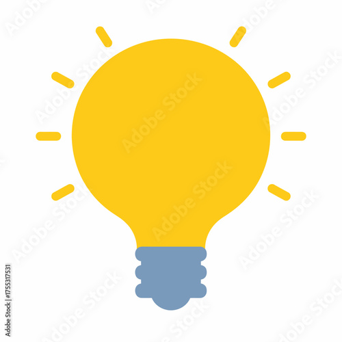 A bright yellow light bulb with radiating lines, symbolizing an idea or inspiration.