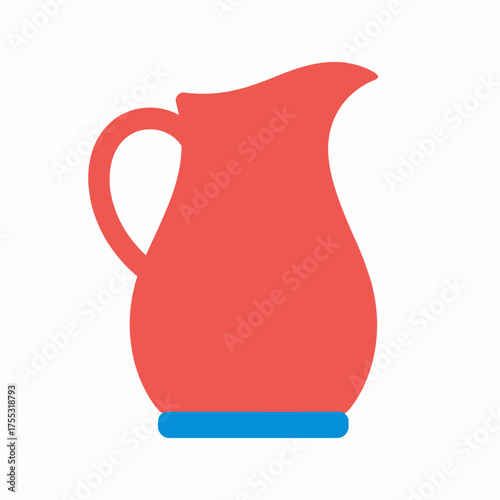 Simple red pitcher with a blue base design perfect for kitchenware, home decor, beveragerelated products, or summerthemed designs and advertisements.