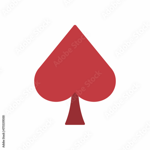 Red spade symbol commonly used in playing cards, suitable for gaming websites, casino promotions, and card game designs. Perfect for cardthemed graphics.