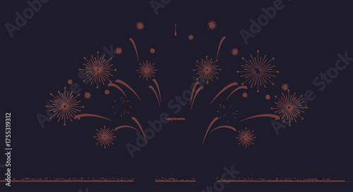 Elegant fireworks display on dark background for festive celebrations and commemorative events, ideal for holiday promotions, event announcements, or background for graphic designs.