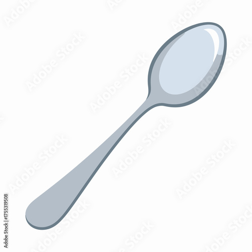 Illustration of a silver spoon with a long handle and oval bowl.